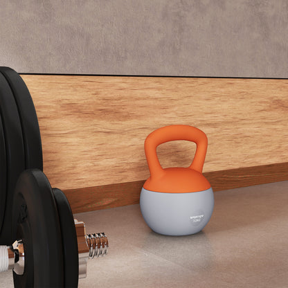 12KG Soft Kettlebell, Kettlebell with Non-Slip Handle for Home Gym, Weight Lifting, Strength Training, Orange/Grey