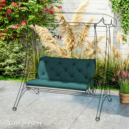 2 Seater Bench Pad, Garden Chair Cushion with Back and Ties for Indoor and Outdoor Use, 98 x 100 cm, Green