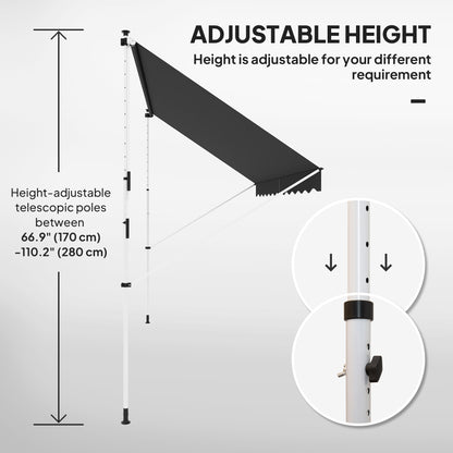 3x1.5m Adjustable Outdoor Aluminium Frame Awning Black