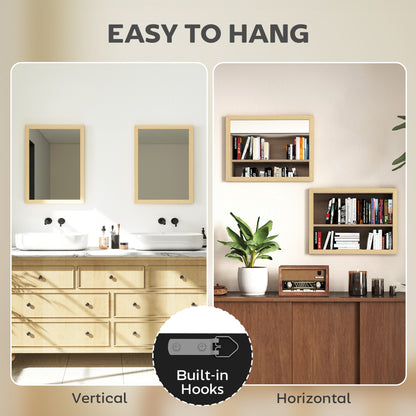 Wall Bathroom Mirror, 30 x 40 cm Wall-Mounted Mirror for Living Room, Bedroom, Hallway, Set of 2, Natural
