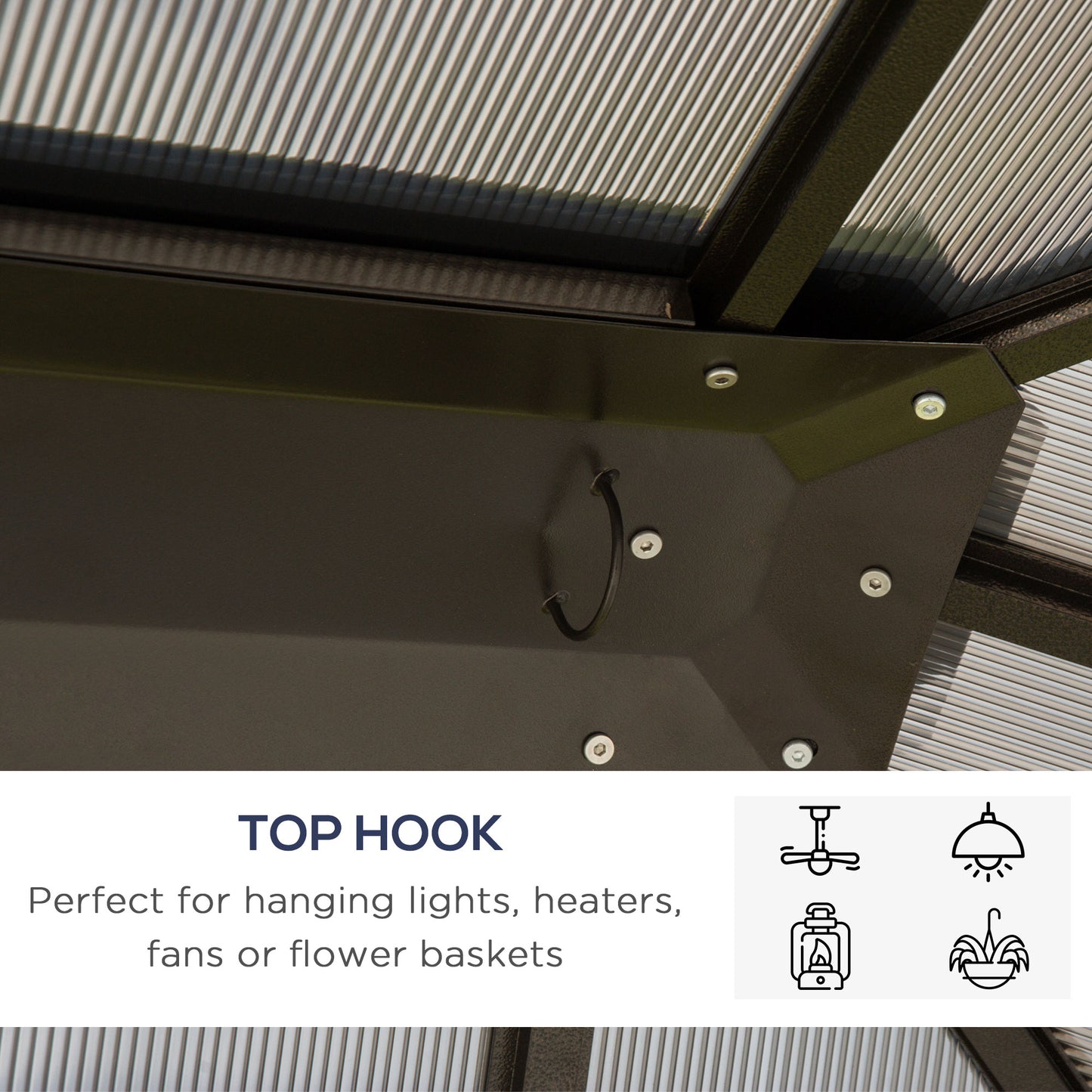 3 x 3.6m Hardtop Gazebo Canopy with Polycarbonate Roof Garden Pavilion with Removable Curtains and Steel Frame, Brown
