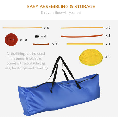 Dog Agility Equipment Portable Pet Training Obstacle Set for Dogs 5 Pieces w/ Adjustable High Jumping Pole, Jumping Ring