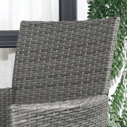 3 Pieces Rattan Bistro Set, Wicker Garden Furniture Set with 2-Tier Coffee Table and Chairs, Washable Cushions