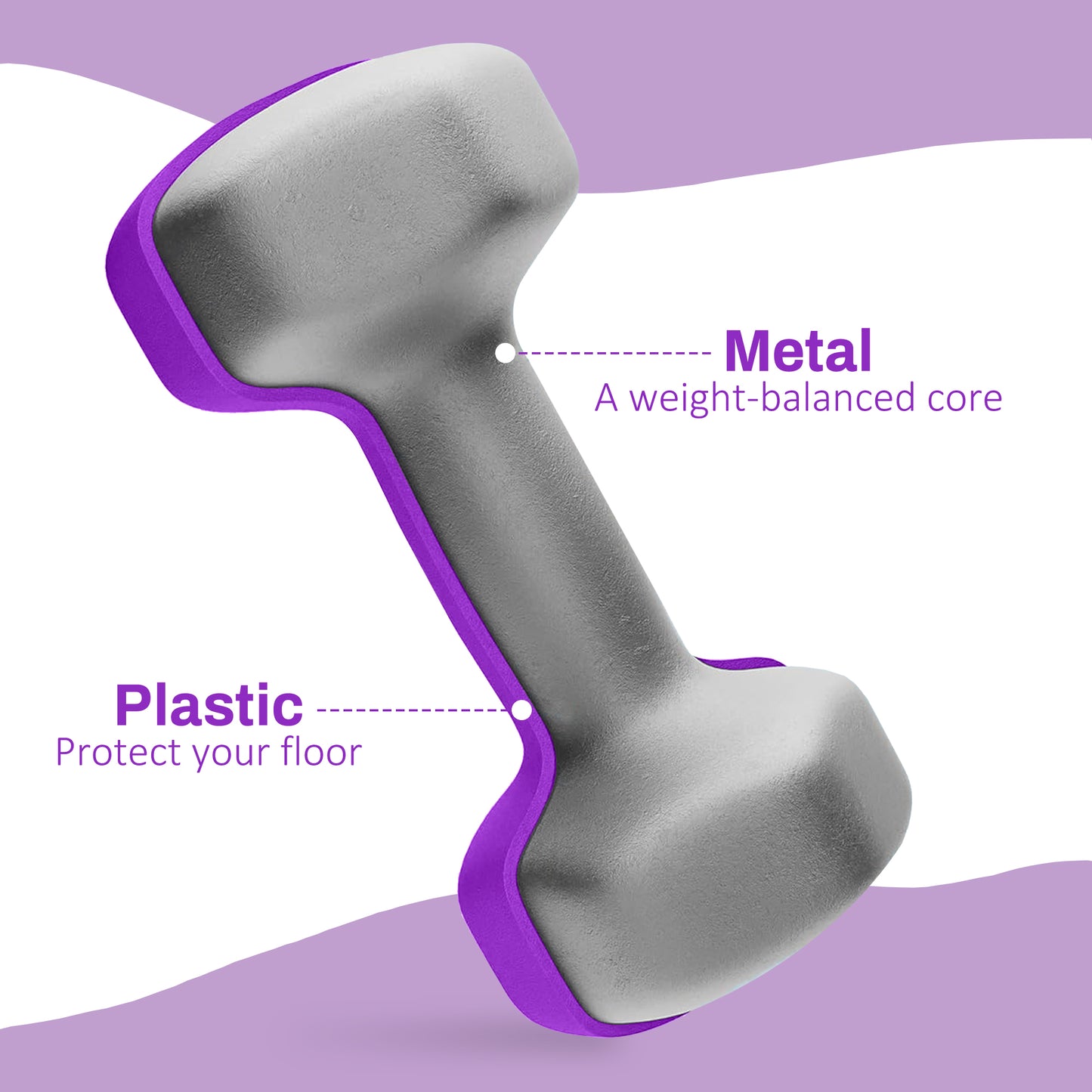 2 x 4kg Hexagonal Dumbbells Weights Set with Non-Slip Grip for Home Gym Workout, Purple