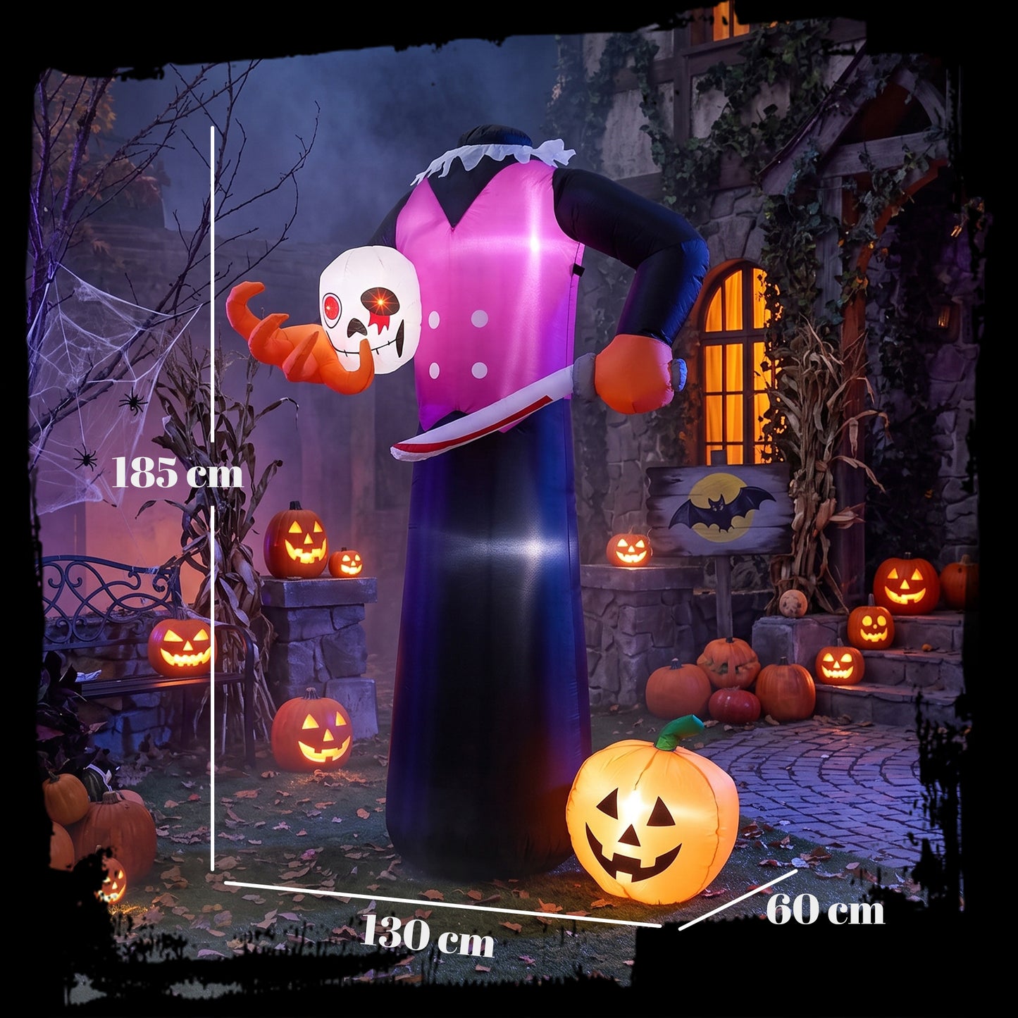 6 FT Halloween Inflatable Headless Skeleton, Blow Up Halloween Skeleton Decoration with LED Lights for Indoor Outdoor