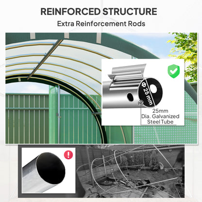 3 x 2 m Polytunnel Greenhouse, with Reinforced PE Cover, Windows and Doors - Green
