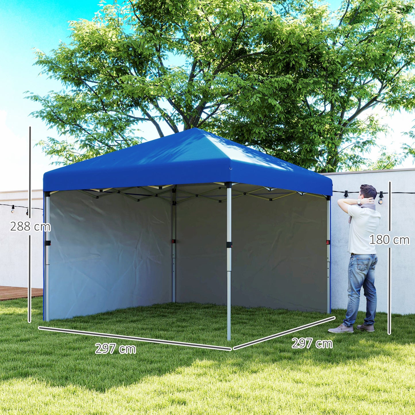 3 x 3 (M) Pop Up Gazebo, UPF 30+ with 2 Sidewalls, Leg Weight Bags and Wheeled Bag