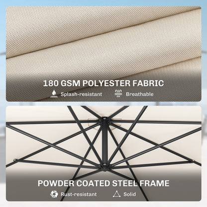 3 m Overhanging Cantilever Parasol, with Cross Base - Cream White