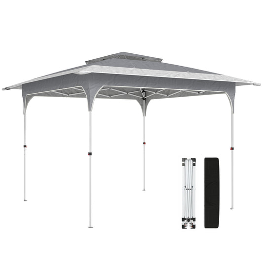 3.5 x 3.5 m Pop Up Gazebo with One-Push Setup, UPF50+ Double Tier Garden Party Tent Marquee with Carry Bag, Dark Grey