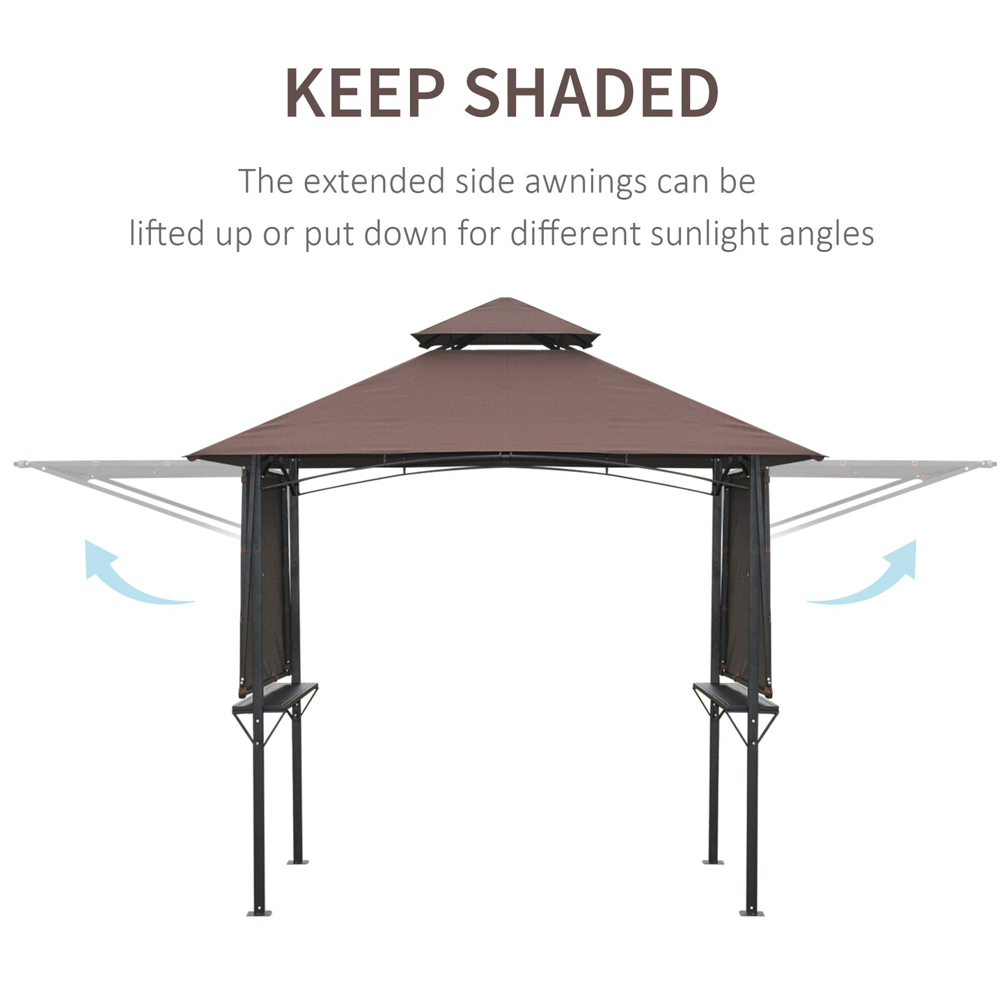 2.4 x 1.5 m (8' x 5') Grill Gazebo Canopy with Extendable Side Awnings