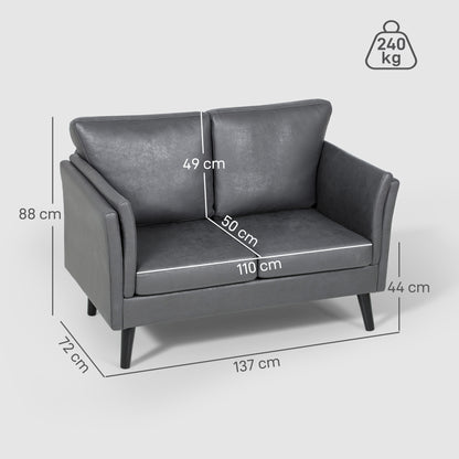 Two-Seater Leathaire Sofa - Grey