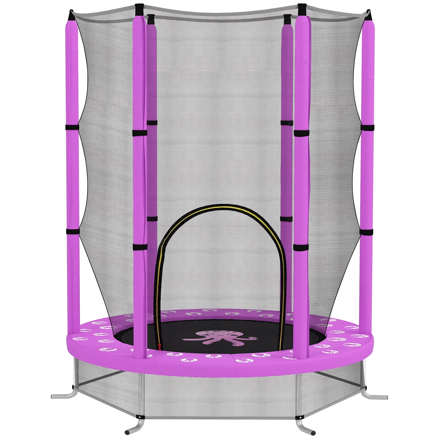 4.6ft Toddler Trampoline w/ Safety Enclosure Net, for Indoor Outdoor Use, Ages 3-6 Years, Purple