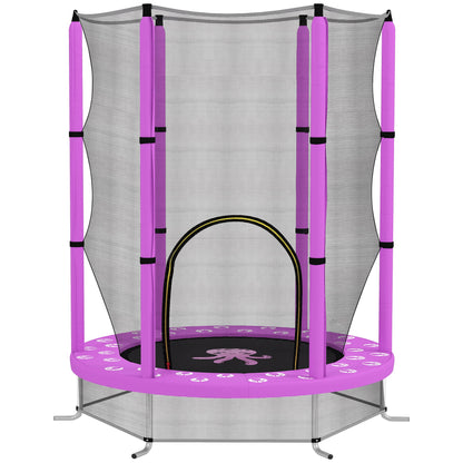 4.6ft Toddler Trampoline w/ Safety Enclosure Net, for Indoor Outdoor Use, Ages 3-6 Years, Purple