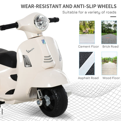 Vespa Licensed 6V Kids Electric Motorbike Ride On Motorcycle Battery Powered for 18-36 Months with Horn Light White
