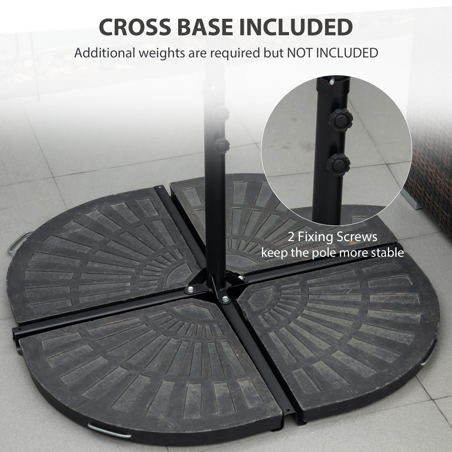 2.5M Garden Cantilever Parasol, Offset Roma Patio Umbrella Hanging Sun Shade Canopy Shelter