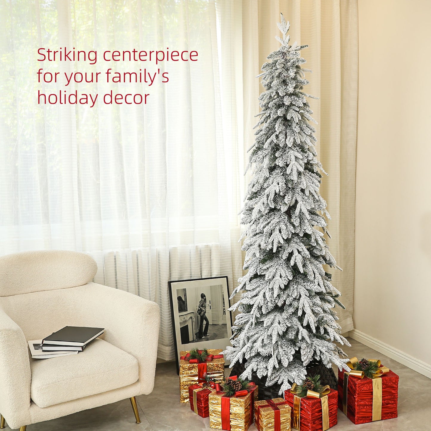 7ft Snow-Covered Unlit Artificial Christmas Tree