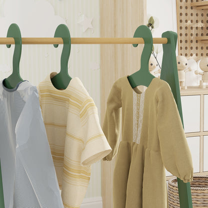 Kids Clothes Rail with 3Hangers, Bottom Storage Shelf for Girls, Boys, Nursery, Bedroom, Green