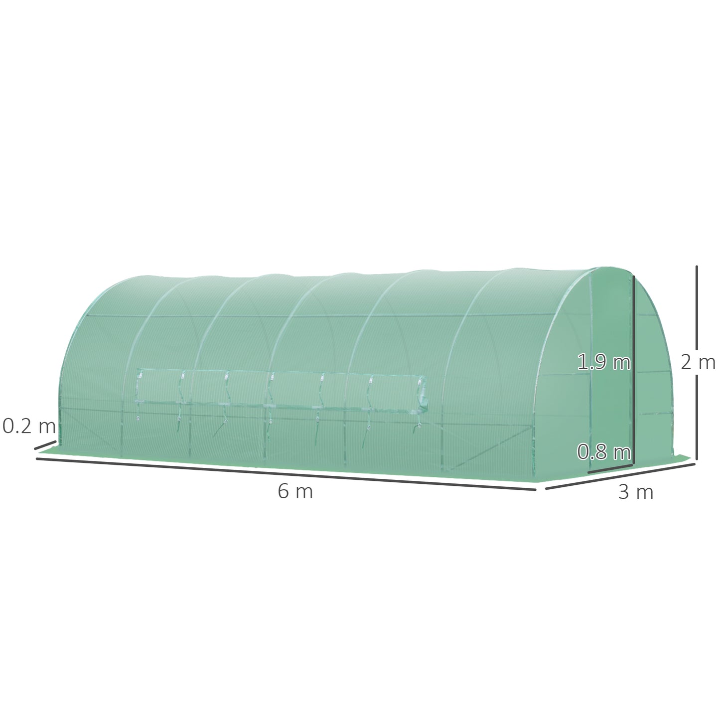 Large Polytunnel Walk In Greenhouse, Plant Gardening Tunnel Green House with Metal Hinged Door