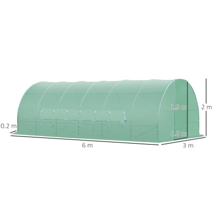 Large Polytunnel Walk In Greenhouse, Plant Gardening Tunnel Green House with Metal Hinged Door