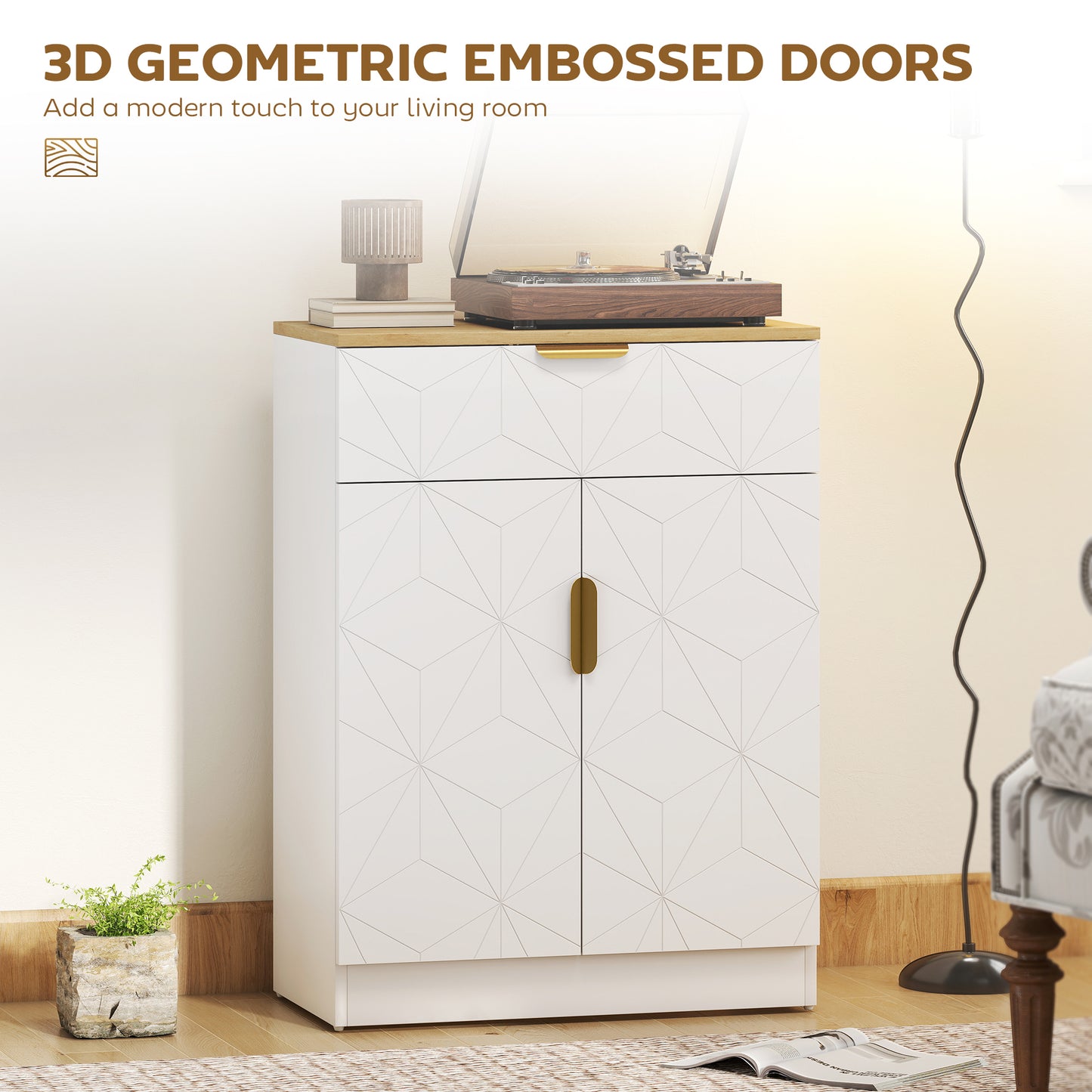 Sideboard Storage Cabinet, Modern Storage Cupboard with Drawer and Adjustable Shelf for Living Room, Kitchen, Dining Room