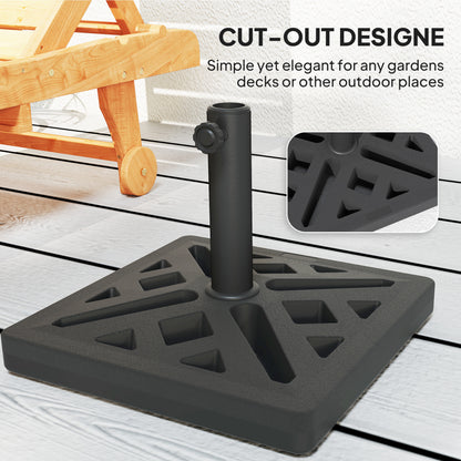 Garden Parasol Base, 15kg HDPE Outdoor Umbrella Stand Parasol Stand with Cut-Out Design, Sun Umbrella Base for 32, 38