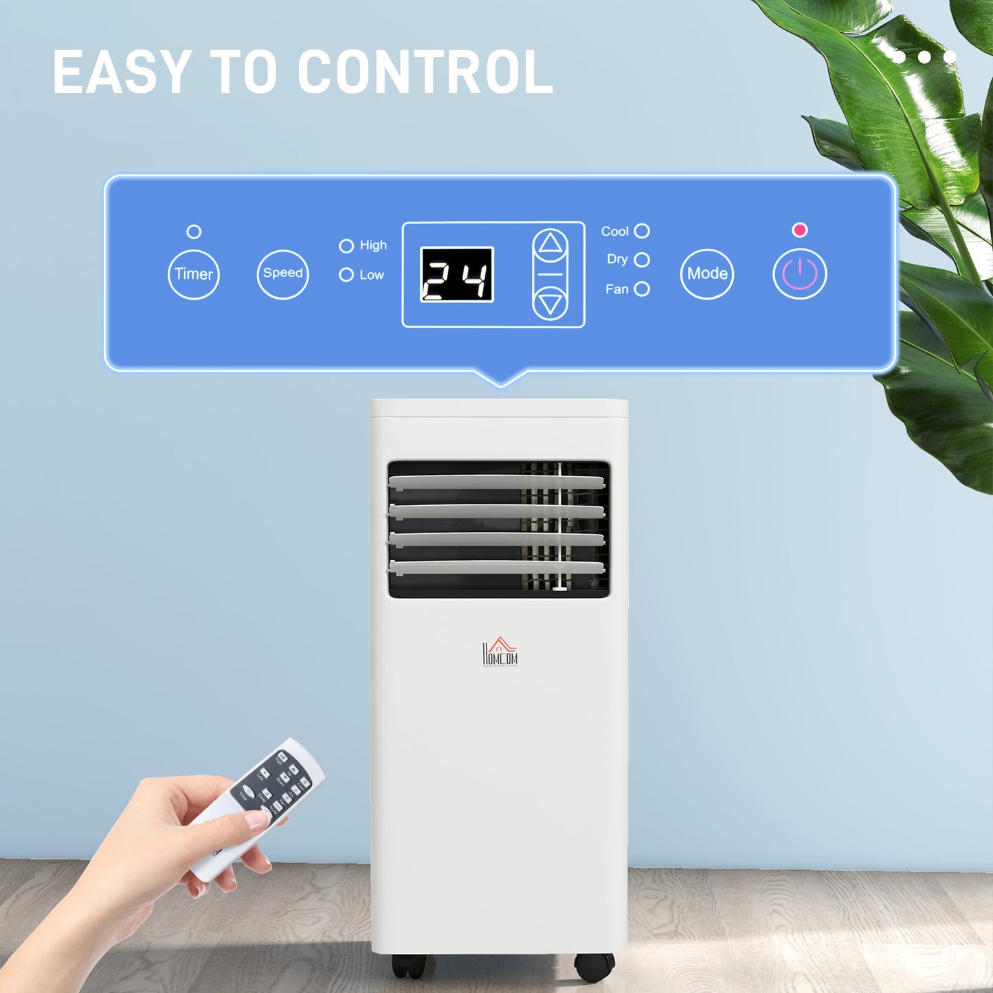7000 BTU Air Conditioning Unit, 3-in-1 Portable Air Conditioner, Dehumidifier, Cooling Fan with 2 Speeds, 24H Timer