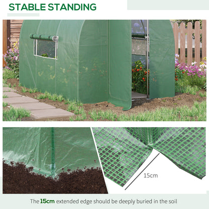 Large Polytunnel Walk In Greenhouse, Plant Gardening Tunnel Green House with Metal Hinged Door
