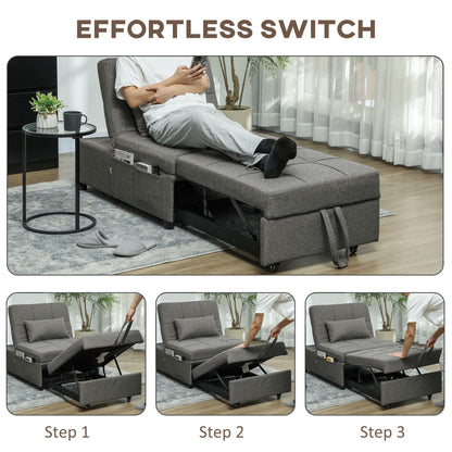 Four-In-One Single Sleeper Chair - Dark Grey