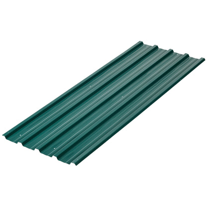 Set of 12 Corrugated Steel Roof Sheet Panels - Green
