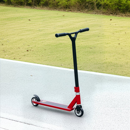 Stunt Scooter, 360° Entry Level Tricks Scooter w/ Lightweight Aluminium Deck and ABEC 7 Bearing, For Age 14+ Beginners, Red