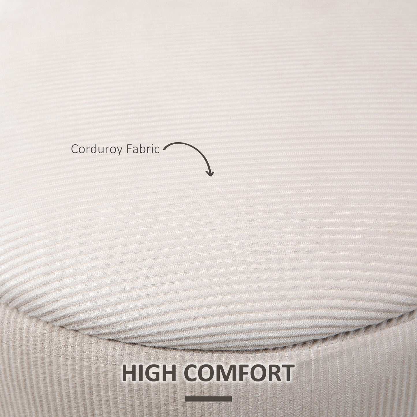 Set of 2 Round Ottoman with Storage, Fabric Vanity Stool for Makeup