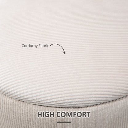 Set of 2 Round Ottoman with Storage, Fabric Vanity Stool for Makeup