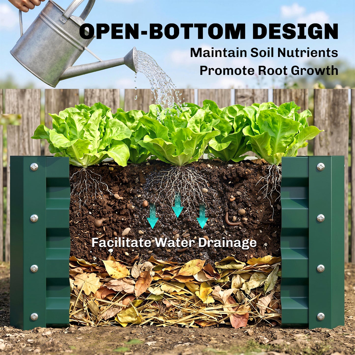 Set of Two 60 x 60cm Steel Planter Boxes - Green