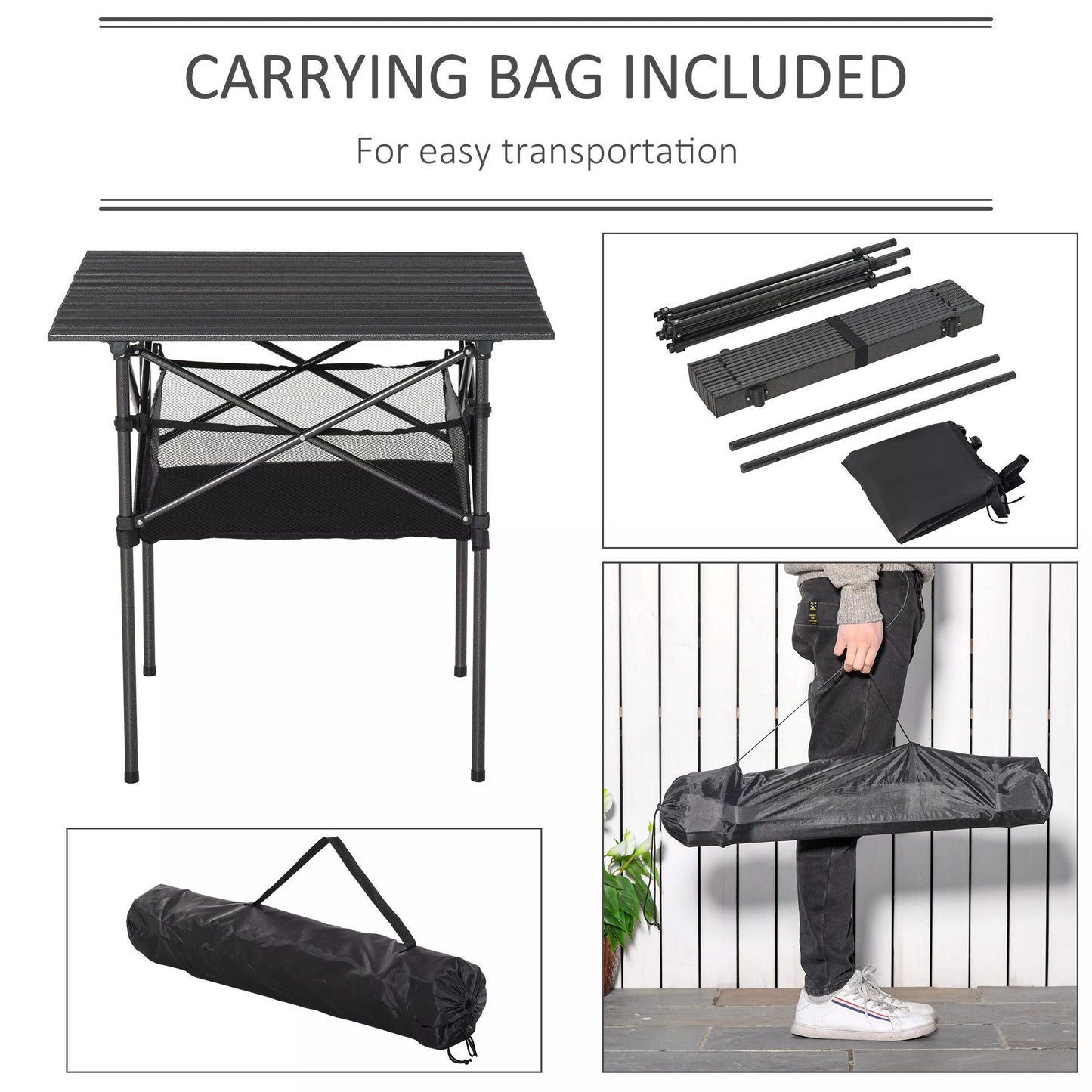 Outdoor Folding Camping Table W/ Storage Bag, Portable for Garden Beach Picnic