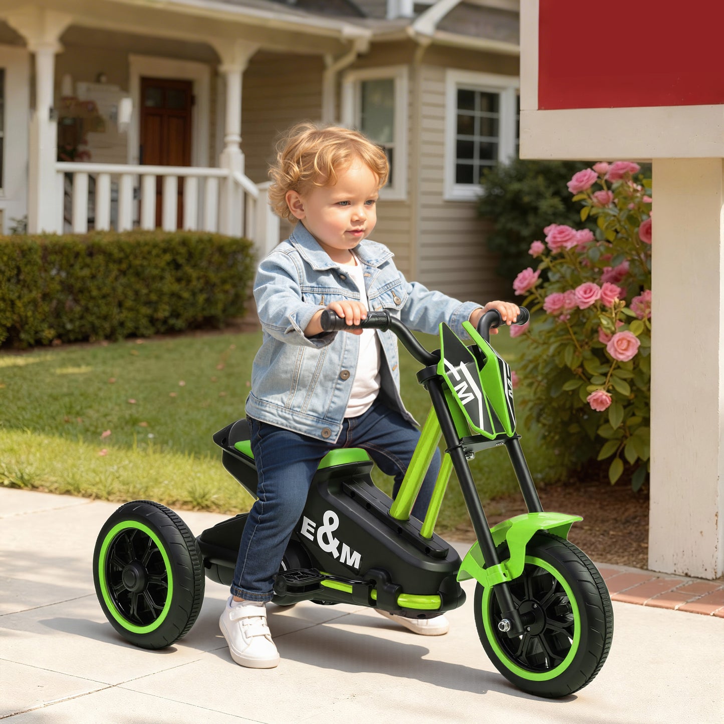Kids Tricycle Baby Trike, Kids Trike with Pedal, 3 Wheel Toddler Balance Bike for Indoor Outdoor Use, Green