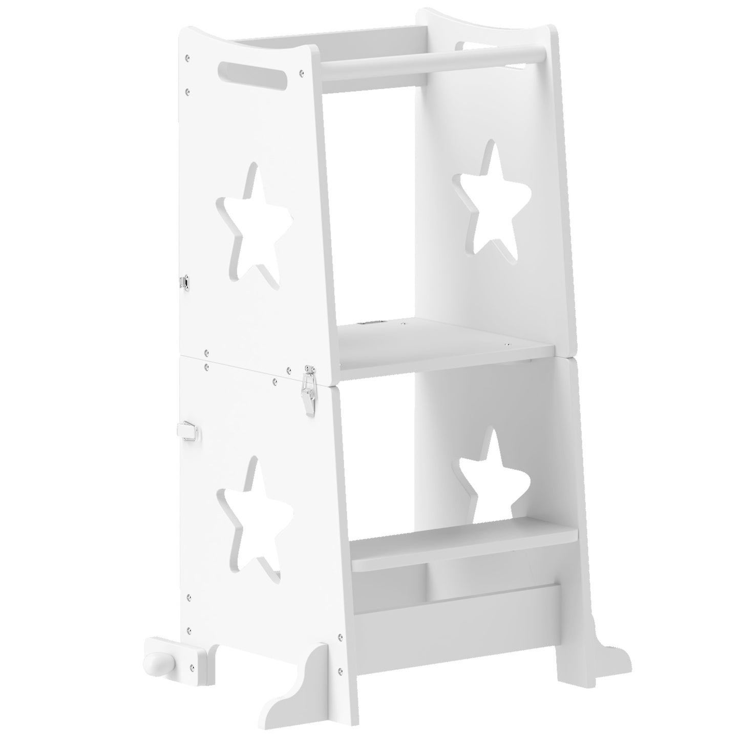 2-in-1 Toddler Step Stool with Safety Rail for Kitchen, Bathroom, White
