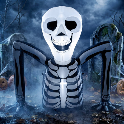 Inflatable Ground Crawling Skeleton, Scary Halloween Decoration with Built-in LED Lights for Indoor Outdoor Decor