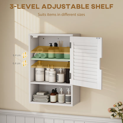 Bathroom Cabinet, Wall Mounted Storage Cabinet with Adjustable Shelves, 40 x 20 x 60 cm, White
