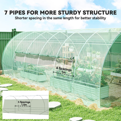 Large Polytunnel Walk In Greenhouse, Plant Gardening Tunnel Green House with Metal Hinged Door