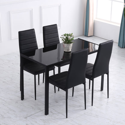 120cm Dining Table, Rectangle 4 Seater Kitchen Table with Tempered Glass Top and Metal Legs for Dining Room