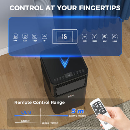 7000 BTU 4-In-1 Portable Air Conditioner Unit Cooling Dehumidifying Ventilating for Room up to 26m², with Fan, Remote