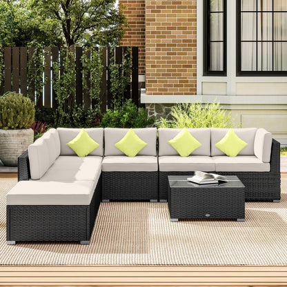 8 Piece Rattan Corner Sofa Set with Wide & Deep Seat, Assembled Aluminium PE Rattan Garden Furniture Set