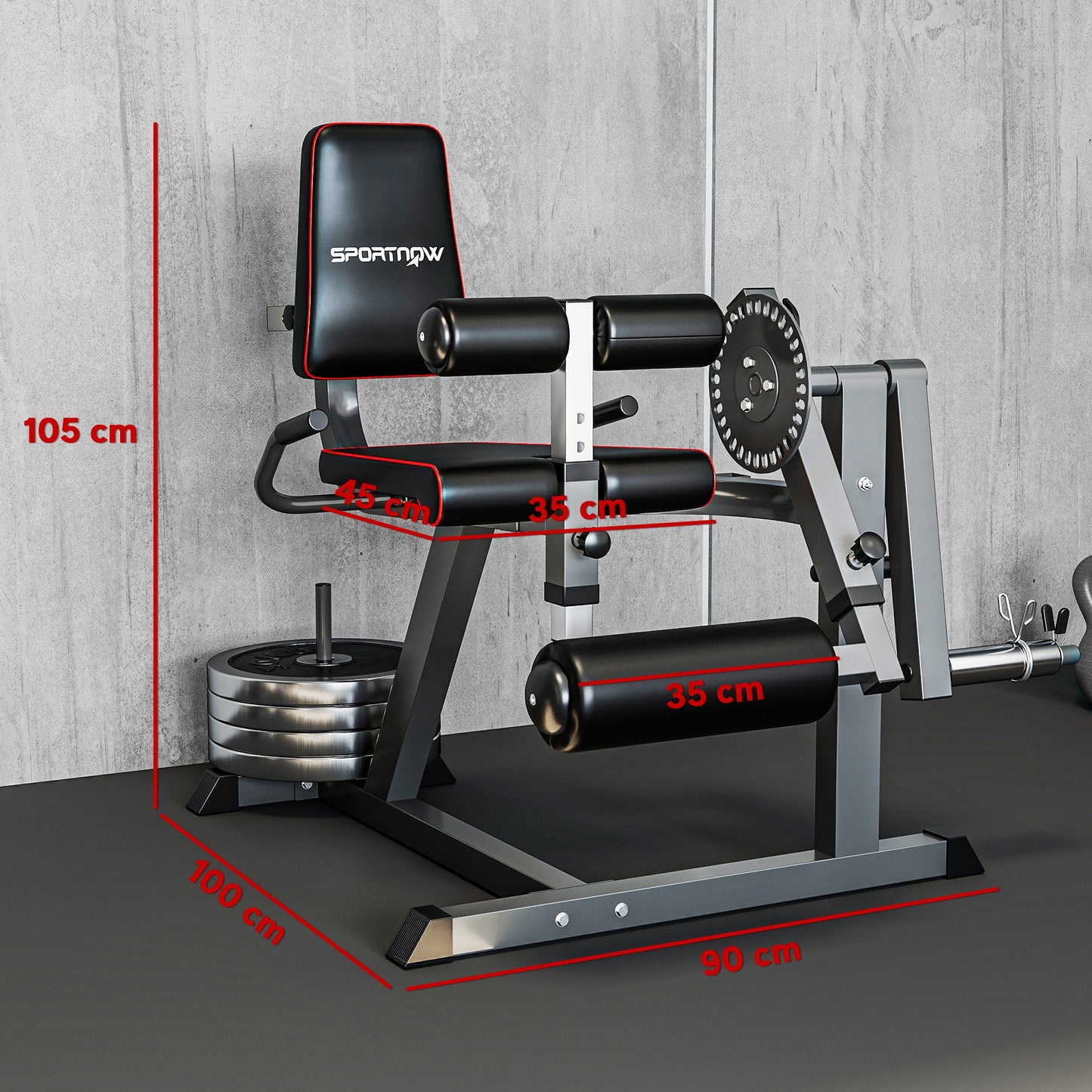 Seated Leg Extension and Curl Machine, Adjustable Leg Raise Machine and Curl Machine with Plate Loaded for Hip, Thigh