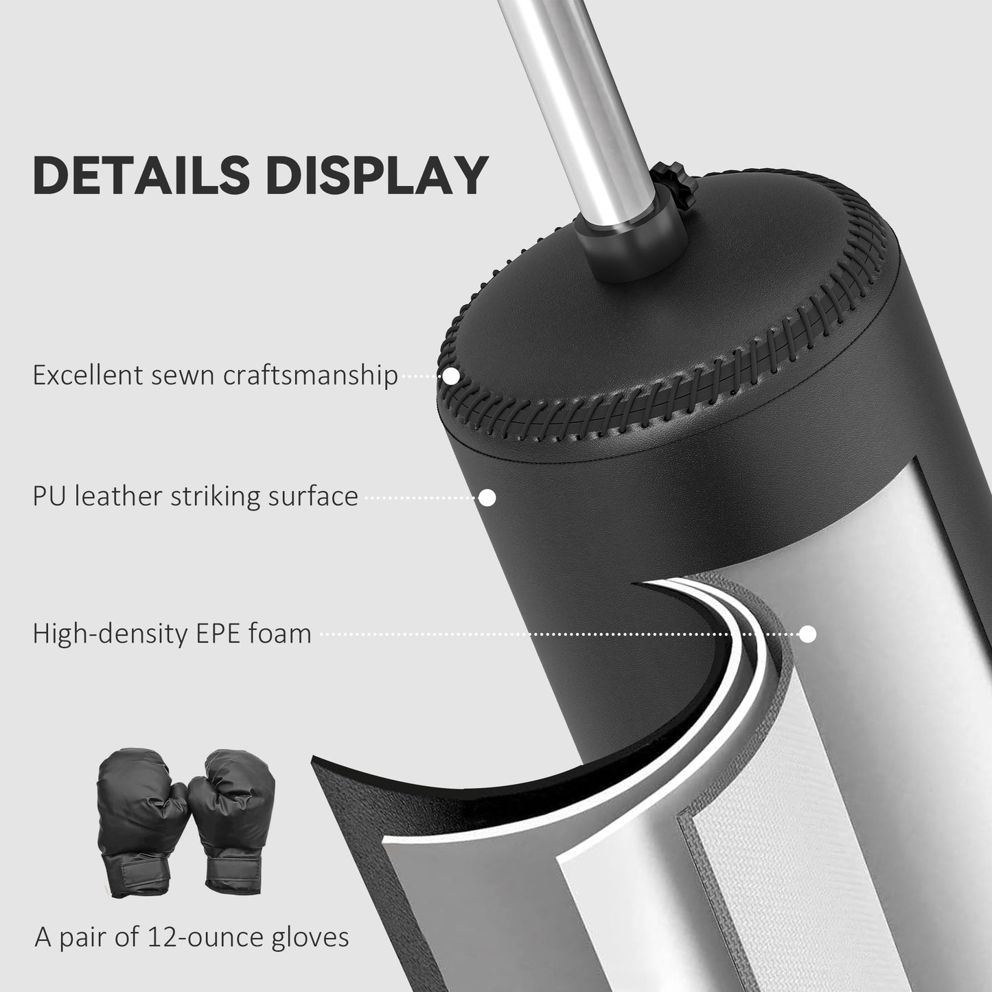 155-205cm 3-IN-1 Freestanding Boxing Punching Bag Stand, Boxing Speed Trainer with Rotating Flexible Arm, Speed Ball