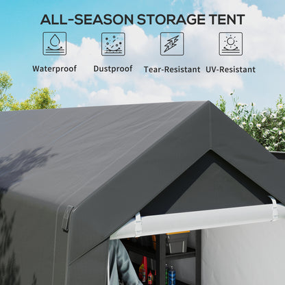 3.6 x 2.1m Portable Outdoor Shed, with Window - Dark Grey