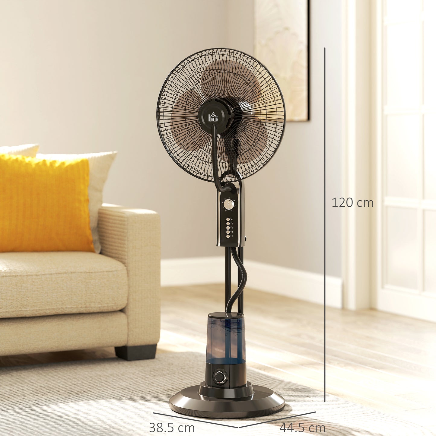Pedestal Fan with Water Mist Spray, Spray Misting Fan with 70° Oscillation, Tilt Head, 3 Speeds, 3 Modes, Adjustable Mist