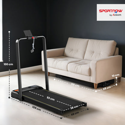 Folding Treadmill Walking Pad, 2HP Portable Under Desk Treadmill with Handle, Running Jogging Walking Machine