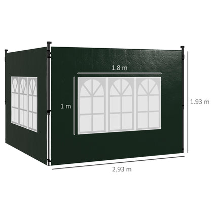 Set of Two 3 x 3m Gazebo Frame Replacement Walls - Green