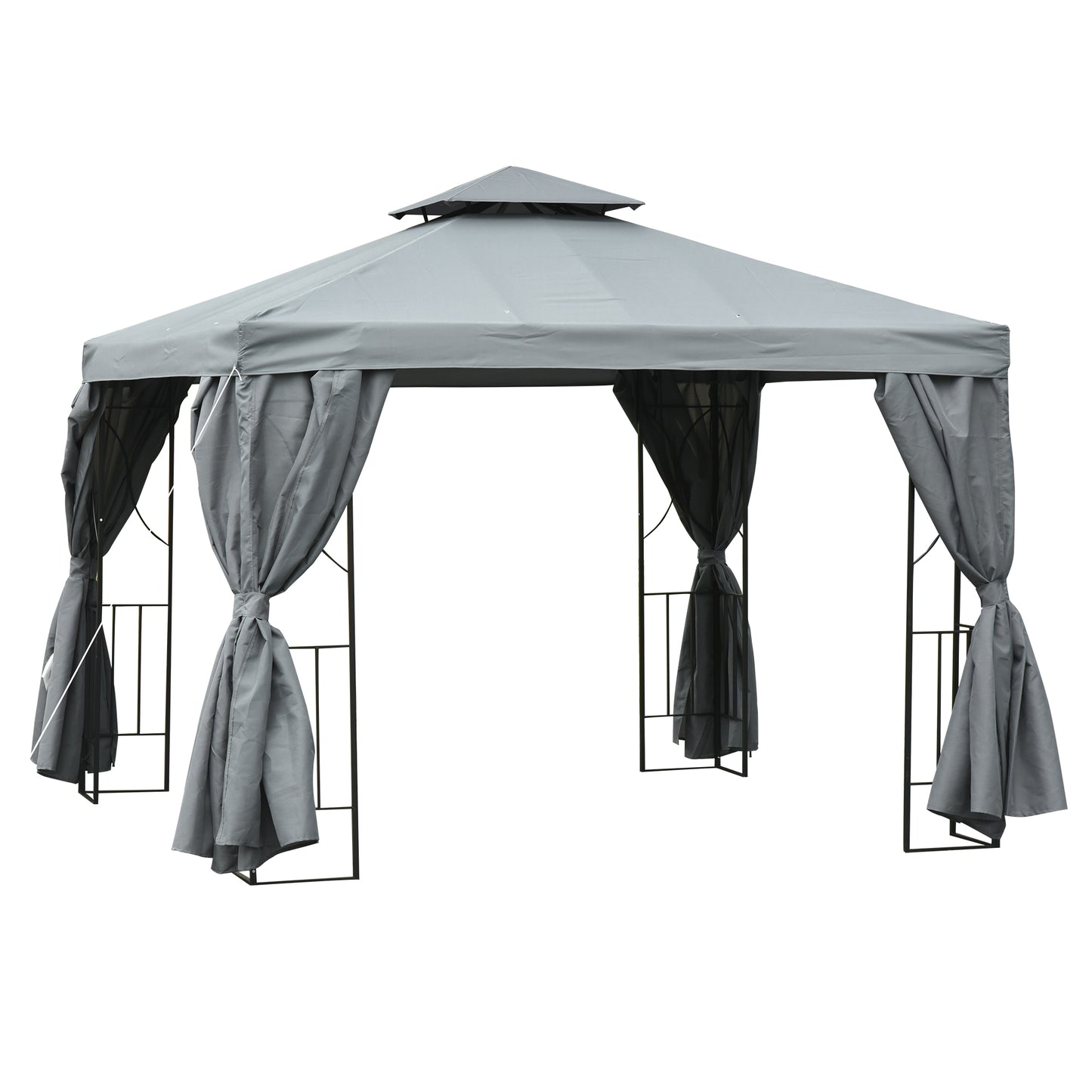 3 x 3 m Garden Gazebo Double Roof Marquee Patio Wedding Party Tent Canopy Shelter with Sidewalls, (Dark Grey)