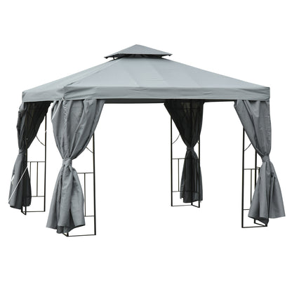 3 x 3 m Garden Gazebo Double Roof Marquee Patio Wedding Party Tent Canopy Shelter with Sidewalls, (Dark Grey)